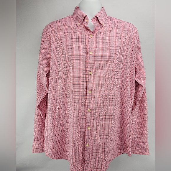 Peter Millar "Summer Comfort" Long Sleeve Pink Plaid Button Down Shirt Large - Picture 1 of 8